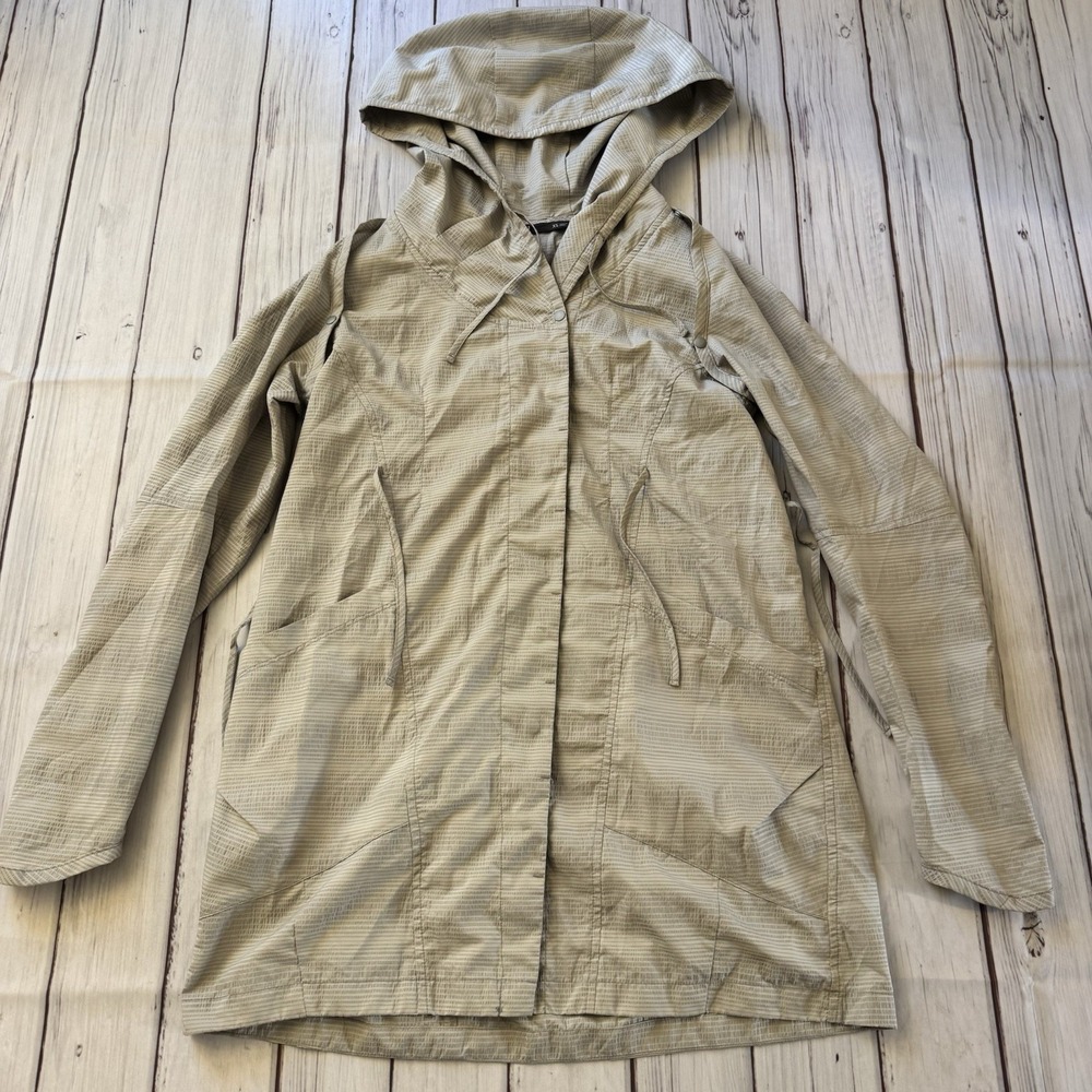 NAU Hooded Trench Jacket‎ XS Small Beige EcoCircle Recycled Lightweight Coat
